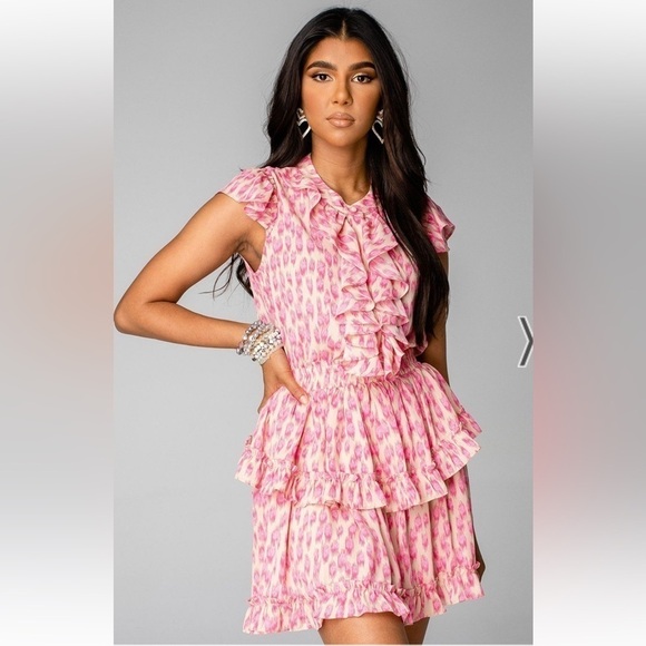 BUDDY LOVE Astrid Ruffle Front Mini Dress - Pink Lady Pink Girly - Picture 4 of 13